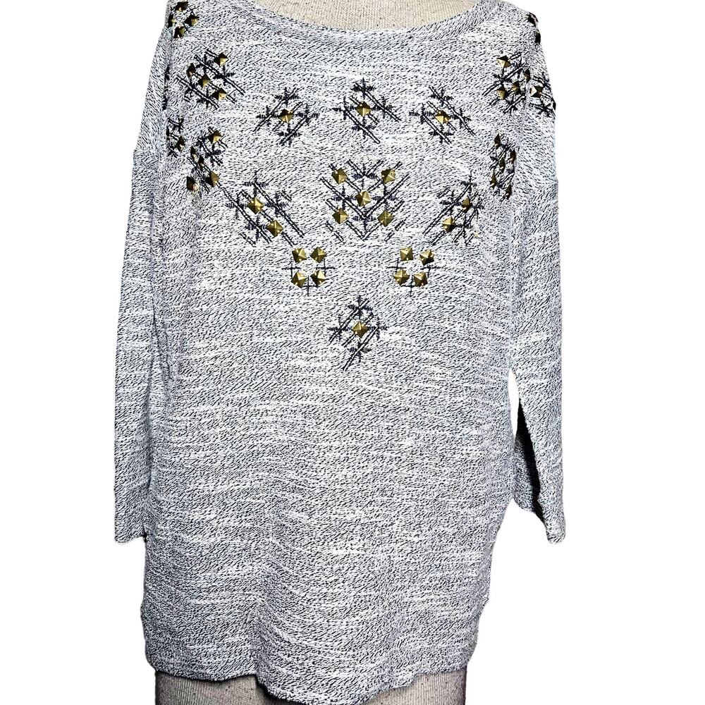 Gray Embellished Sweatshirt with Pockets Size Small